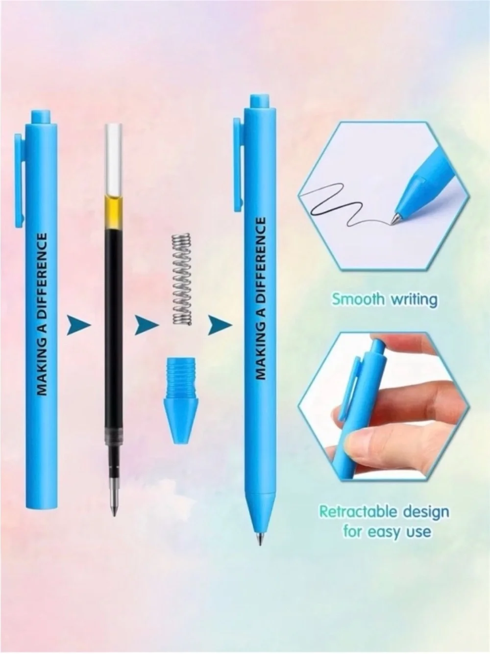 Motivational Quote Pens 10 Pack NWT Teacher Gift Black Ink Ballpoint Set
